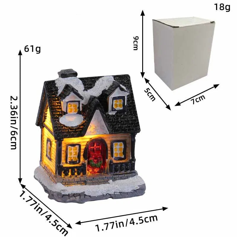 “Holiday Tabletop Resin Houses – Light-Up Christmas Decor”