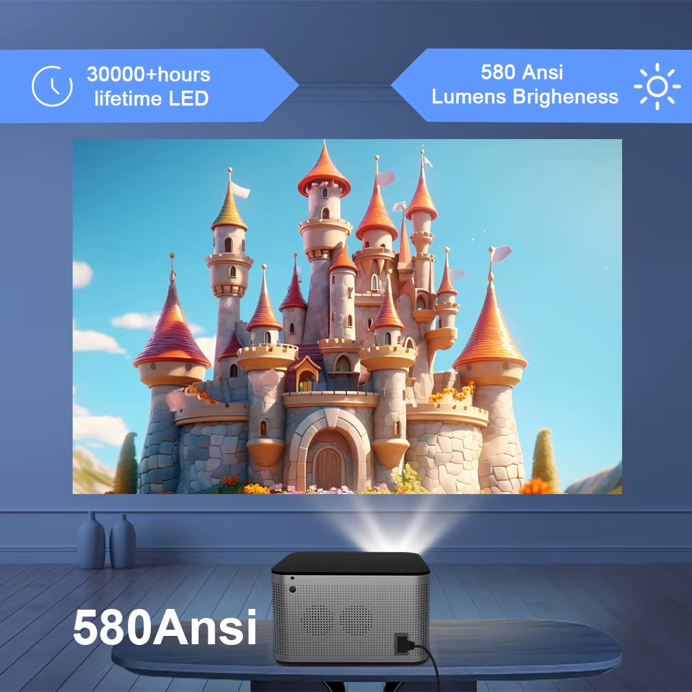 Elevate Your Home Entertainment with the 4K Android 11 Smart Projector - Stunning 580 ANSI Lumens, Voice Control, and Seamless Connectivity