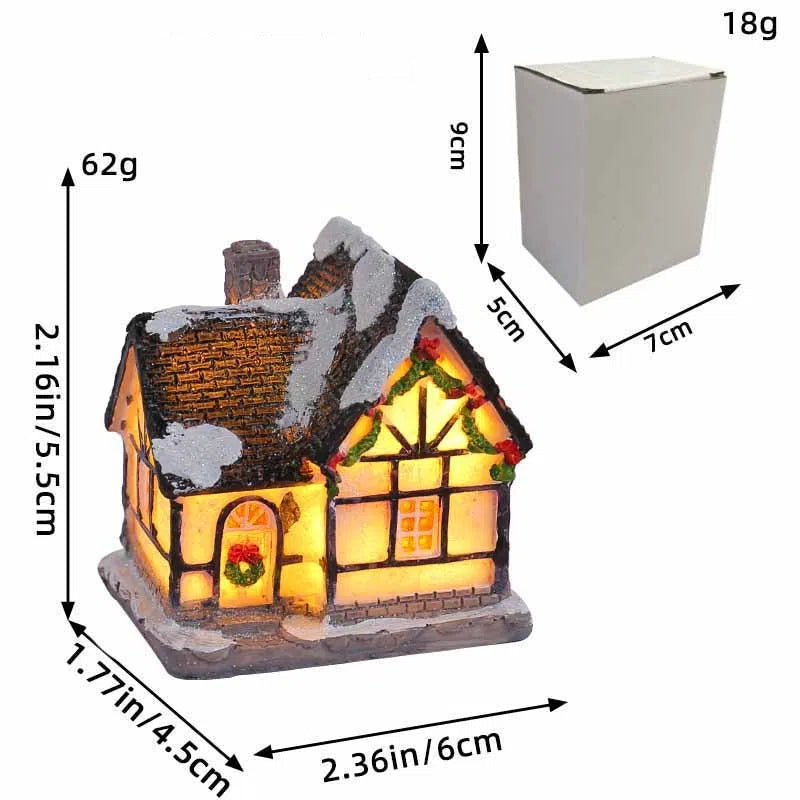 “Holiday Tabletop Resin Houses – Light-Up Christmas Decor”