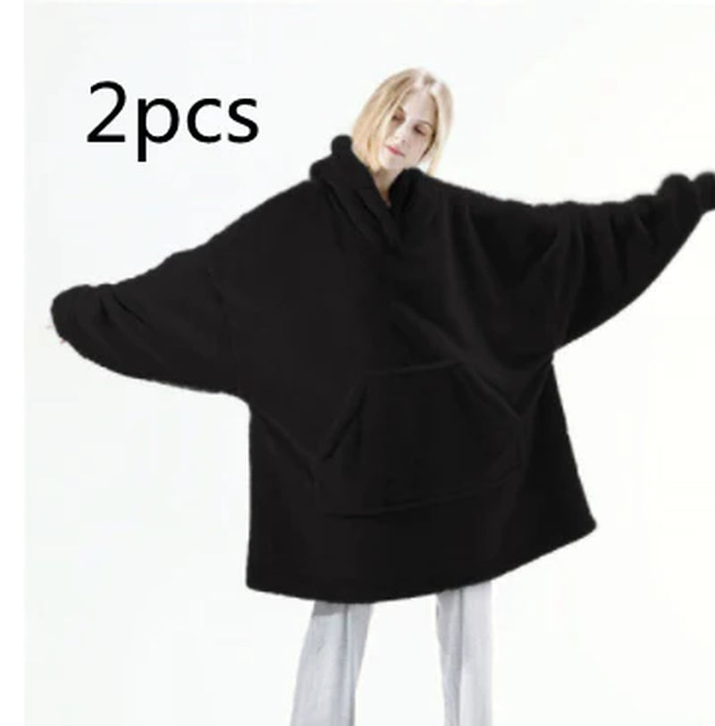 Cozy Double-Sided Fleece Hoodie Sweatshirt with Spacious Pocket - Perfect for Comfort and Style