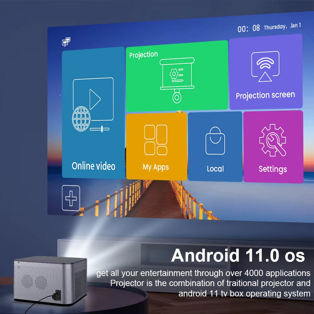 Elevate Your Home Entertainment with the 4K Android 11 Smart Projector - Stunning 580 ANSI Lumens, Voice Control, and Seamless Connectivity