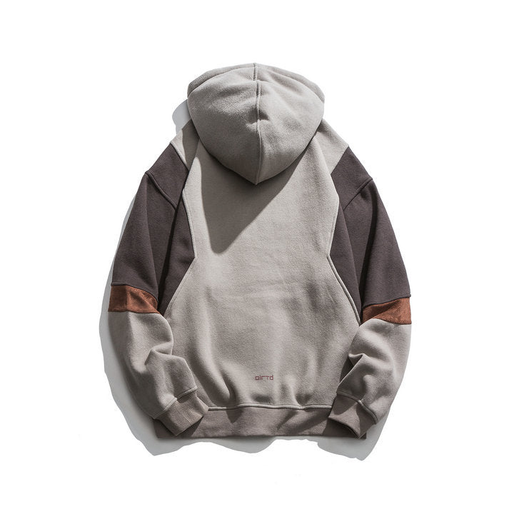 “Japanese Color-Block Hooded Sweatshirt for Men – Retro City Boy Style”