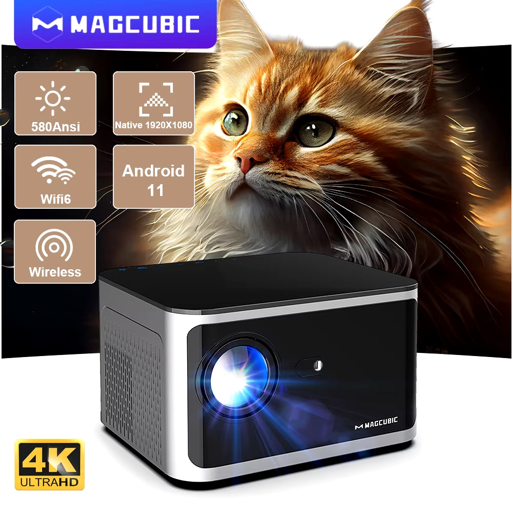 Elevate Your Home Entertainment with the 4K Android 11 Smart Projector - Stunning 580 ANSI Lumens, Voice Control, and Seamless Connectivity