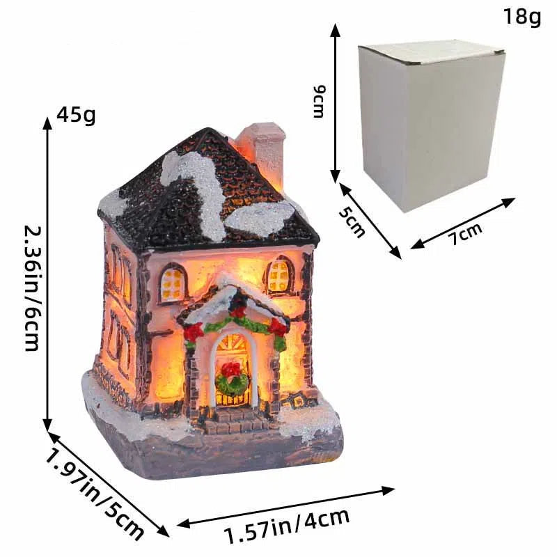 “Holiday Tabletop Resin Houses – Light-Up Christmas Decor”