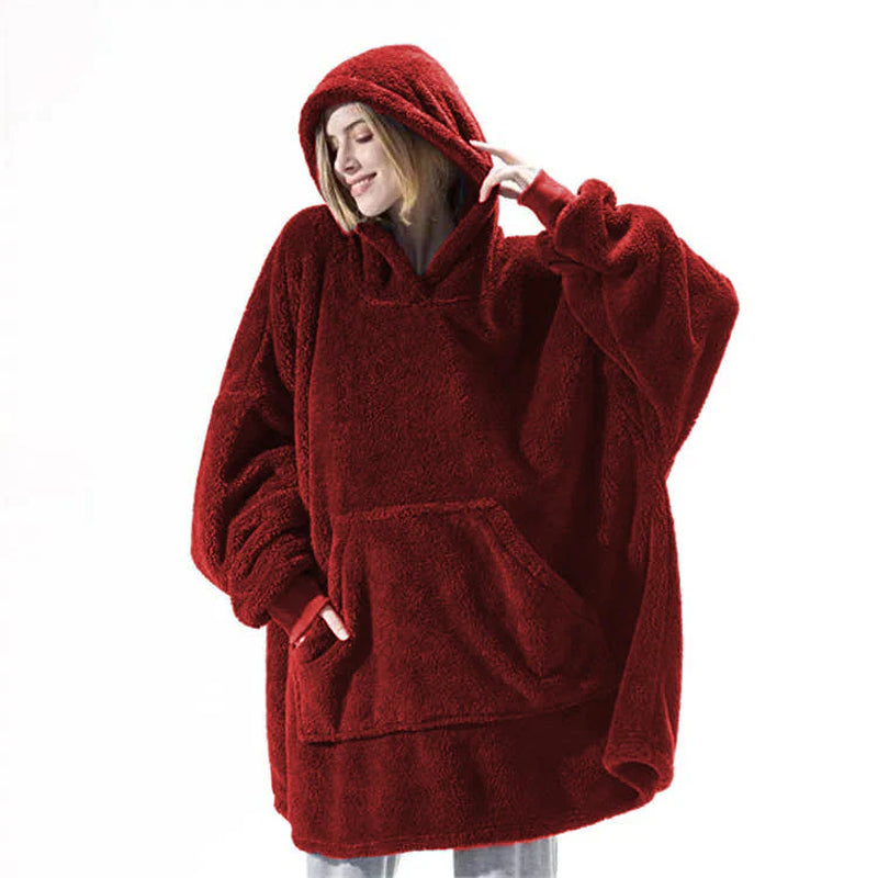 Cozy Double-Sided Fleece Hoodie Sweatshirt with Spacious Pocket - Perfect for Comfort and Style